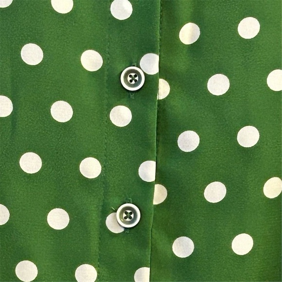 Susan Graver Women's M Green Polka Dot Button Down Blouse 3/4 Sleeve - Picture 9 of 11
